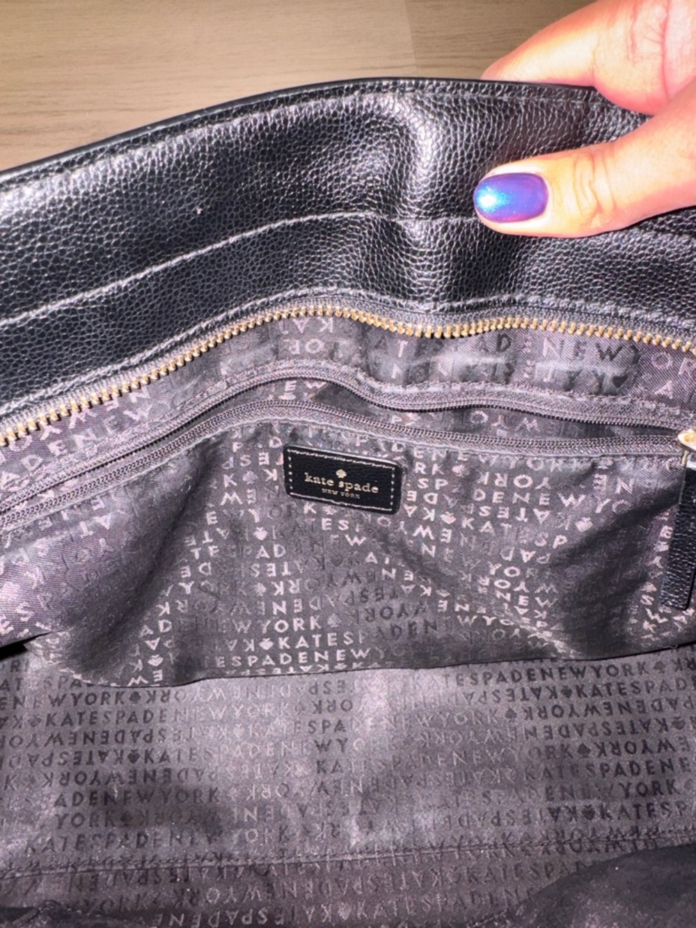 Black Cow Leather tote with Gold Hardware - Picture 9 of 10